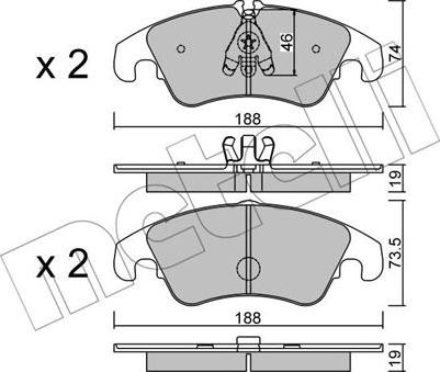 Metelli 22-0775-4 - Kit de plaquettes de frein, frein à disque cwaw.fr