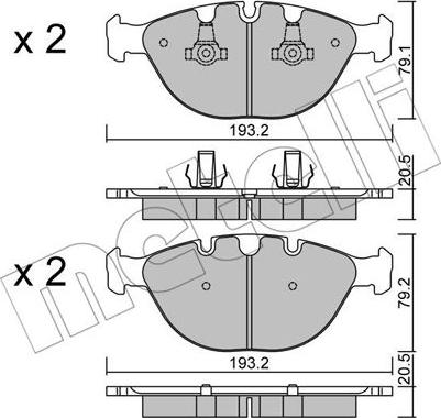 Metelli 22-0771-0 - Kit de plaquettes de frein, frein à disque cwaw.fr