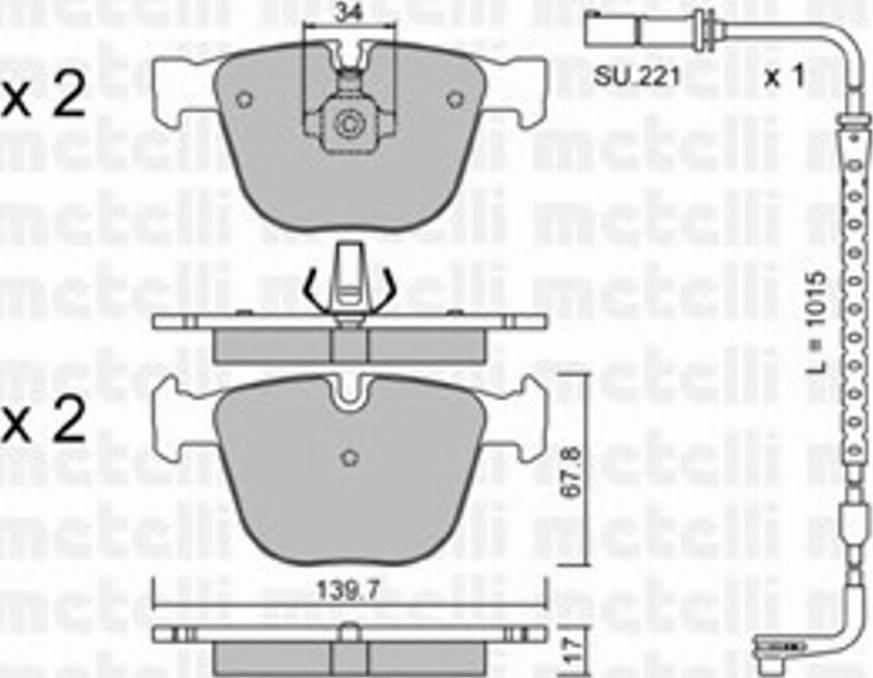 Metelli 2207733K - Kit de plaquettes de frein, frein à disque cwaw.fr