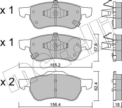 Metelli 22-1408-0 - Kit de plaquettes de frein, frein à disque cwaw.fr