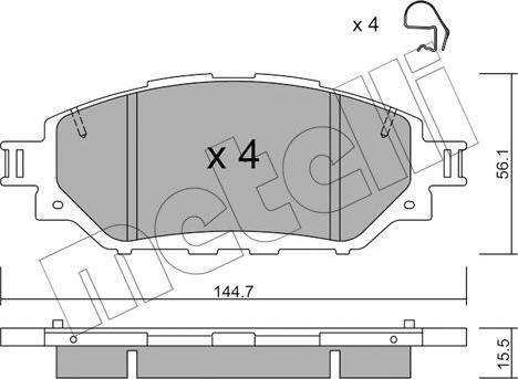 Metelli 22-1090-0 - Kit de plaquettes de frein, frein à disque cwaw.fr