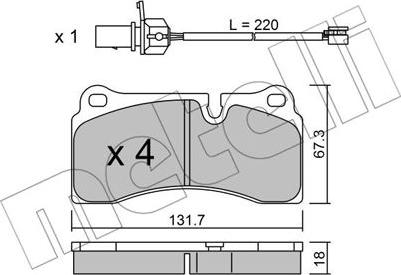 Metelli 22-1044-0 - Kit de plaquettes de frein, frein à disque cwaw.fr