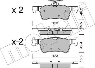 Metelli 22-1042-0 - Kit de plaquettes de frein, frein à disque cwaw.fr