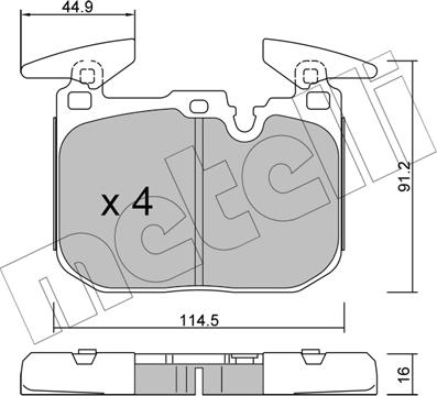 Metelli 22-1015-3 - Kit de plaquettes de frein, frein à disque cwaw.fr