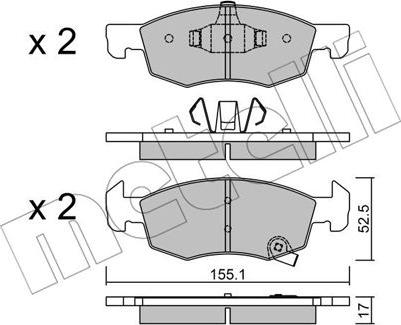 Metelli 22-1034-0 - Kit de plaquettes de frein, frein à disque cwaw.fr