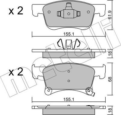 Metelli 22-1035-0 - Kit de plaquettes de frein, frein à disque cwaw.fr