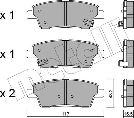 Metelli 22-1140-0 - Kit de plaquettes de frein, frein à disque cwaw.fr