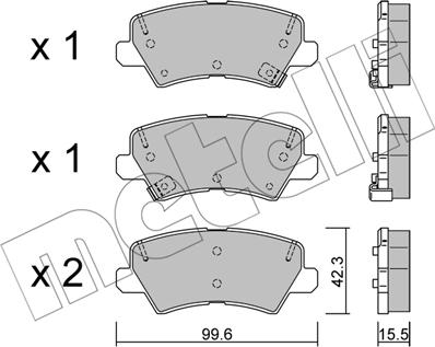 Metelli 22-1166-0 - Kit de plaquettes de frein, frein à disque cwaw.fr