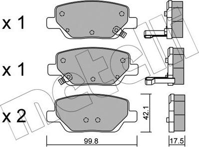 Metelli 22-1104-0 - Kit de plaquettes de frein, frein à disque cwaw.fr