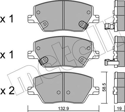 Metelli 22-1103-0 - Kit de plaquettes de frein, frein à disque cwaw.fr