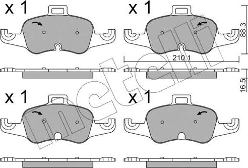 Metelli 22-1127-0 - Kit de plaquettes de frein, frein à disque cwaw.fr