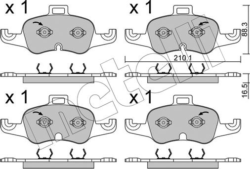 Metelli 22-1127-1 - Kit de plaquettes de frein, frein à disque cwaw.fr