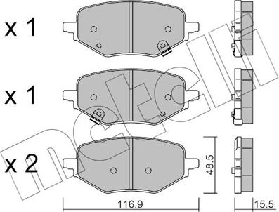 Metelli 22-1394-0 - Kit de plaquettes de frein, frein à disque cwaw.fr