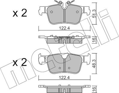 Metelli 22-1390-0 - Kit de plaquettes de frein, frein à disque cwaw.fr