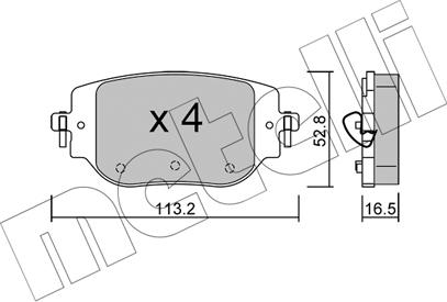 Metelli 22-1346-0 - Kit de plaquettes de frein, frein à disque cwaw.fr