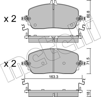 Metelli 22-1357-0 - Kit de plaquettes de frein, frein à disque cwaw.fr