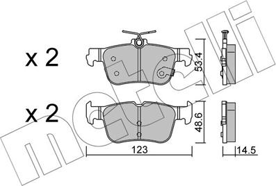 Metelli 22-1332-0 - Kit de plaquettes de frein, frein à disque cwaw.fr