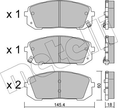 Metelli 22-1298-0 - Kit de plaquettes de frein, frein à disque cwaw.fr