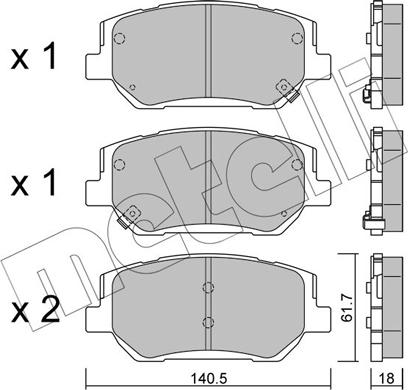 Metelli 22-1297-0 - Kit de plaquettes de frein, frein à disque cwaw.fr