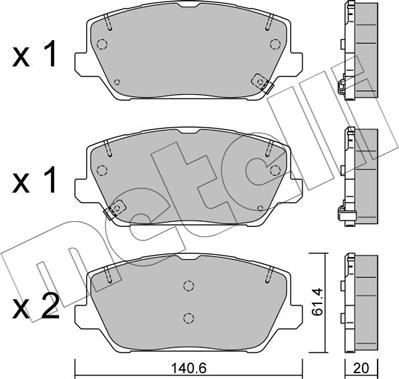 Metelli 22-1241-0 - Kit de plaquettes de frein, frein à disque cwaw.fr