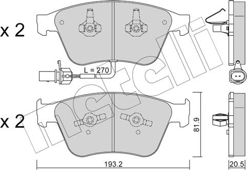 Metelli 22-1253-0 - Kit de plaquettes de frein, frein à disque cwaw.fr