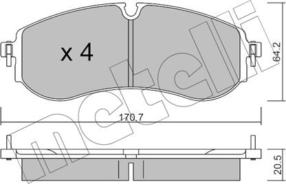 Metelli 22-1263-0 - Kit de plaquettes de frein, frein à disque cwaw.fr