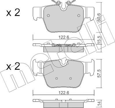 Metelli 22-1267-0 - Kit de plaquettes de frein, frein à disque cwaw.fr