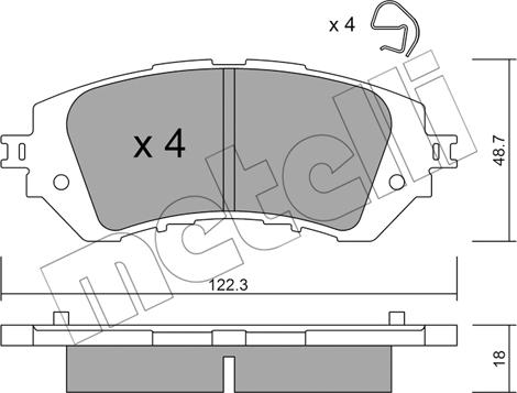 Metelli 22-1219-0 - Kit de plaquettes de frein, frein à disque cwaw.fr