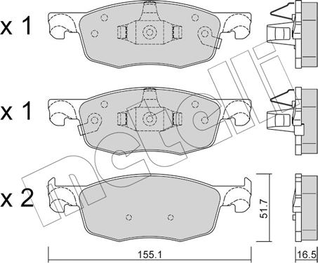 Metelli 22-1282-0 - Kit de plaquettes de frein, frein à disque cwaw.fr