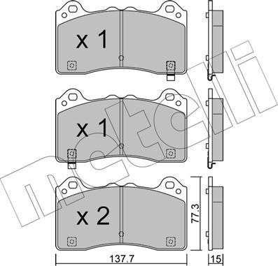 Metelli 22-1220-0 - Kit de plaquettes de frein, frein à disque cwaw.fr