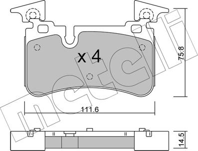 Metelli 22-1223-0 - Kit de plaquettes de frein, frein à disque cwaw.fr