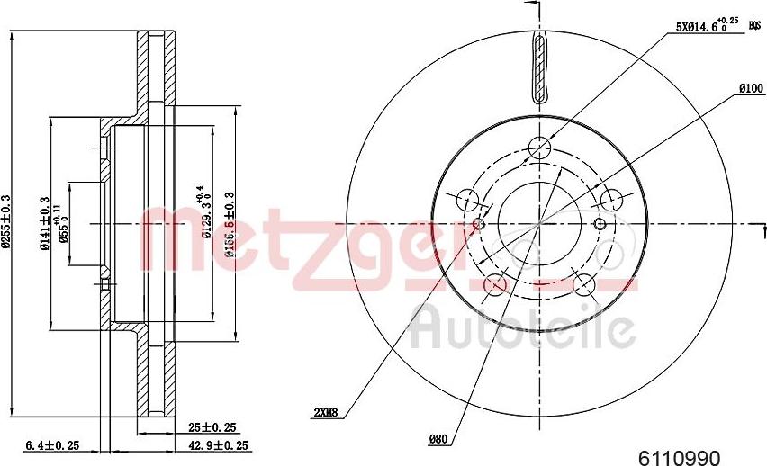 Metzger 6110990 - Disque de frein cwaw.fr