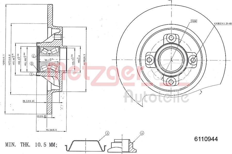 Metzger 6110944 - Disque de frein cwaw.fr