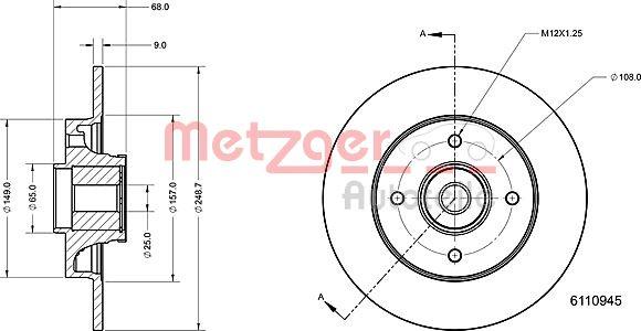 Metzger 6110945 - Disque de frein cwaw.fr