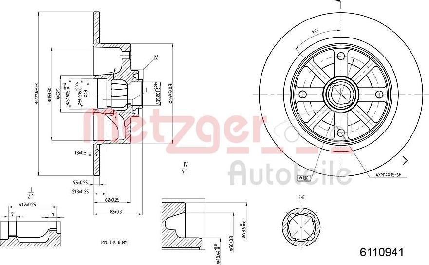 Metzger 6110941 - Disque de frein cwaw.fr