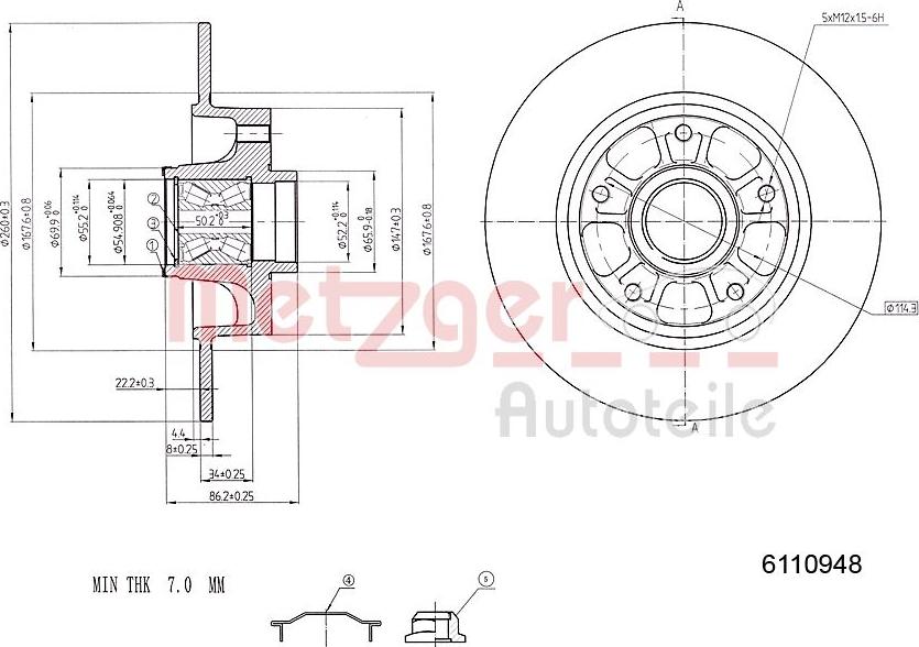 Metzger 6110948 - Disque de frein cwaw.fr