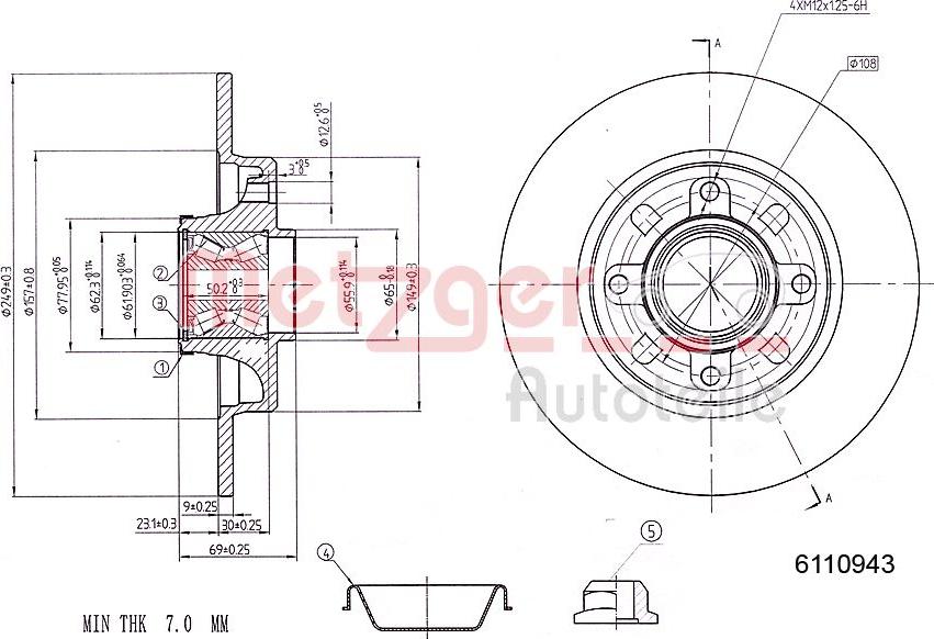 Metzger 6110943 - Disque de frein cwaw.fr