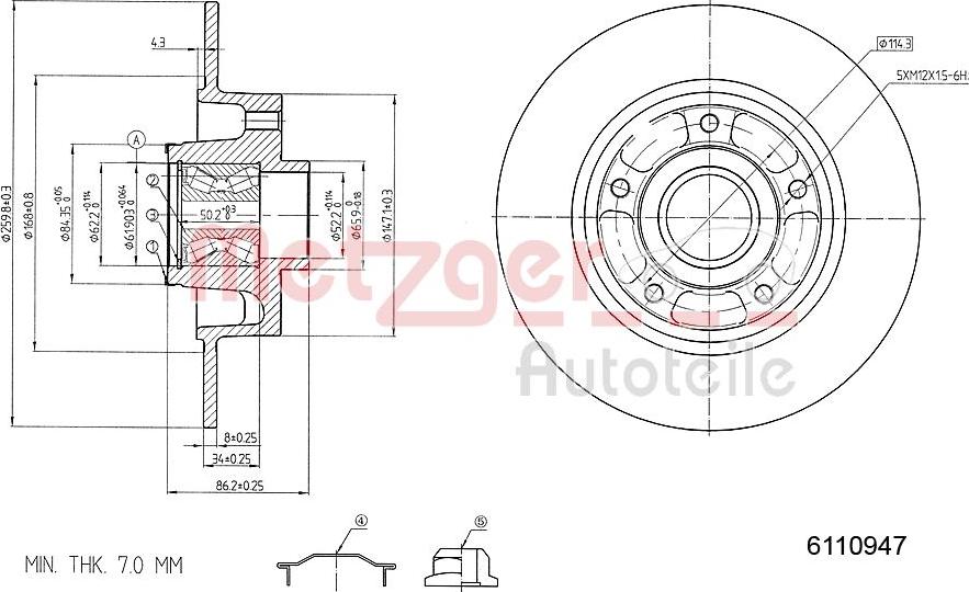 Metzger 6110947 - Disque de frein cwaw.fr