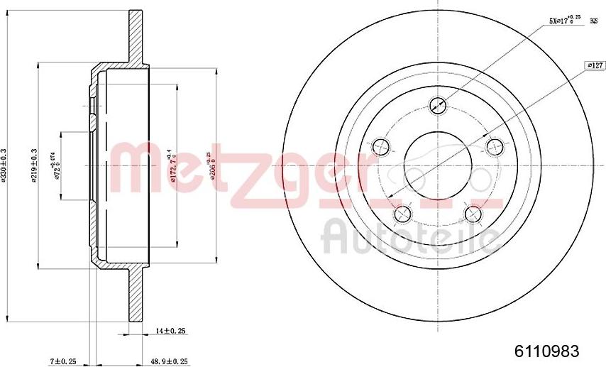 Metzger 6110983 - Disque de frein cwaw.fr