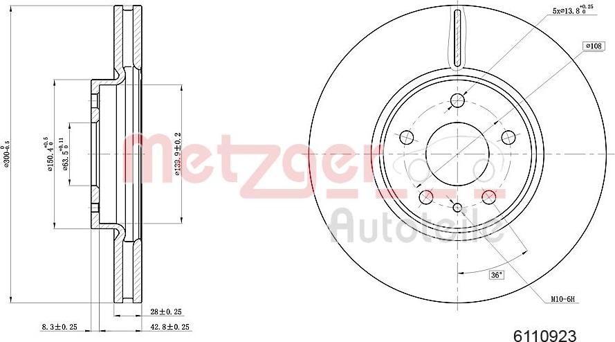 Metzger 6110923 - Disque de frein cwaw.fr