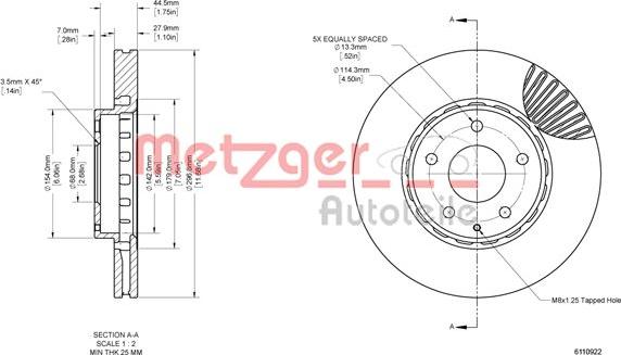 Metzger 6110922 - Disque de frein cwaw.fr