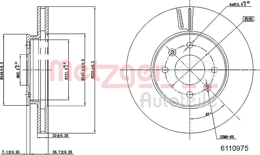 Metzger 6110975 - Disque de frein cwaw.fr