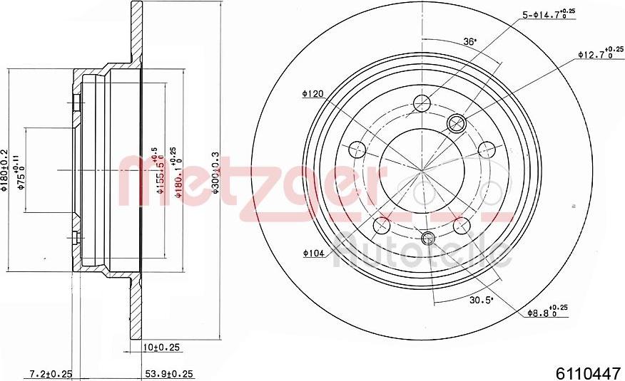 Metzger 6110447 - Disque de frein cwaw.fr