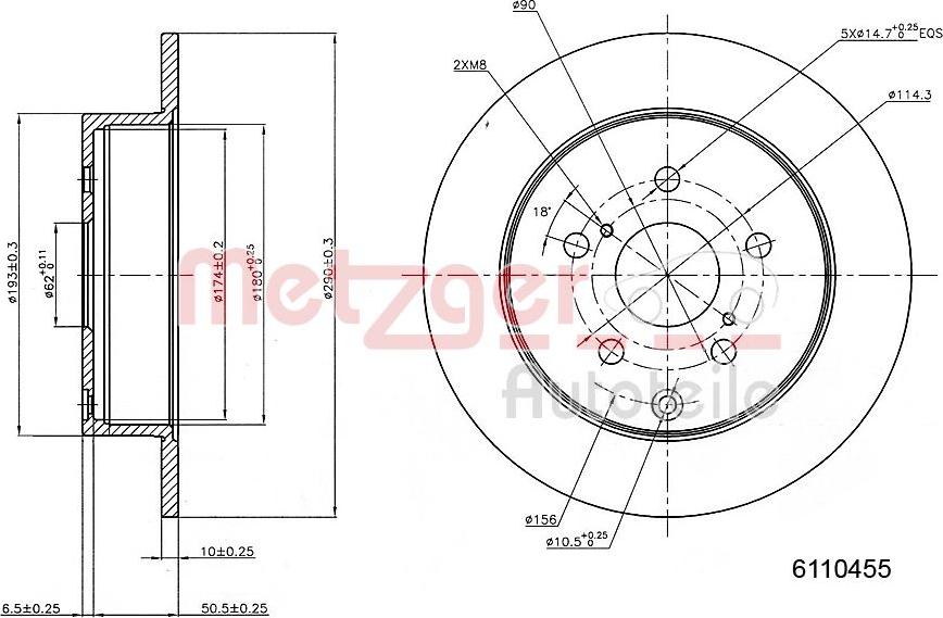 Metzger 6110455 - Disque de frein cwaw.fr