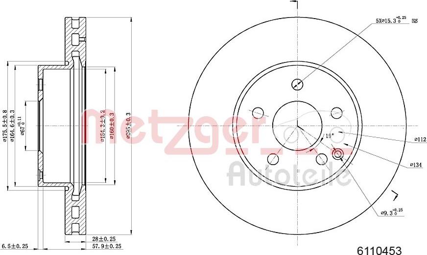 Metzger 6110453 - Disque de frein cwaw.fr