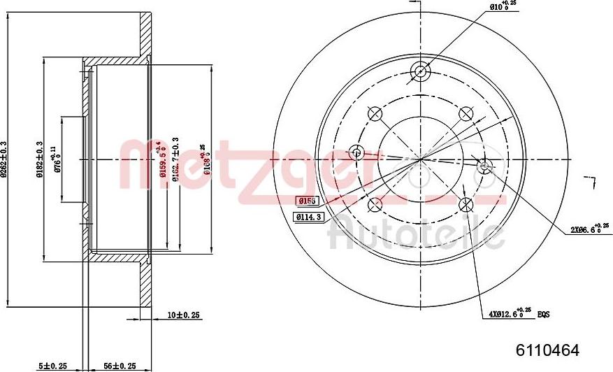 Metzger 6110464 - Disque de frein cwaw.fr