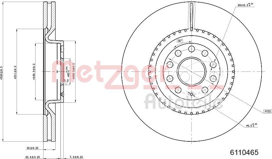 Metzger 6110465 - Disque de frein cwaw.fr