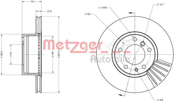 Metzger 6110461 - Disque de frein cwaw.fr