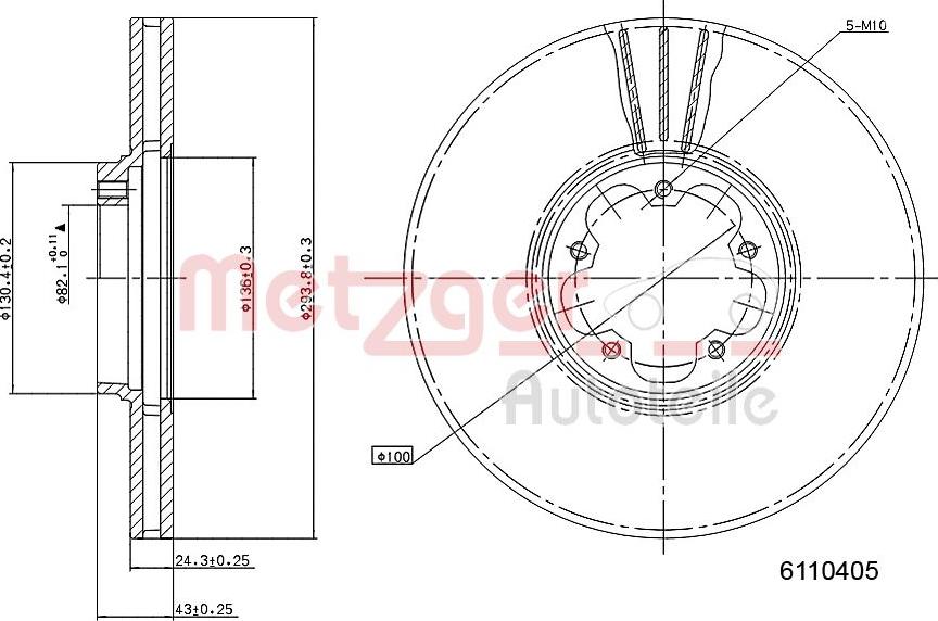 Metzger 6110405 - Disque de frein cwaw.fr