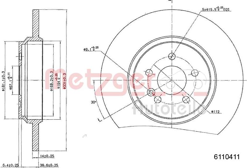 Metzger 6110411 - Disque de frein cwaw.fr